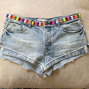 Free People Eliot embroidered denim shorts